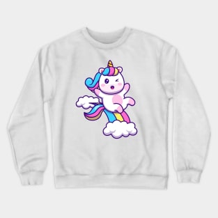 Cute Unicorn Sliding On Rainbow Crewneck Sweatshirt